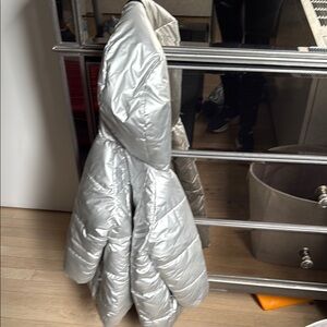 Jacadi Shiny Silver Hooded Puffer Coat